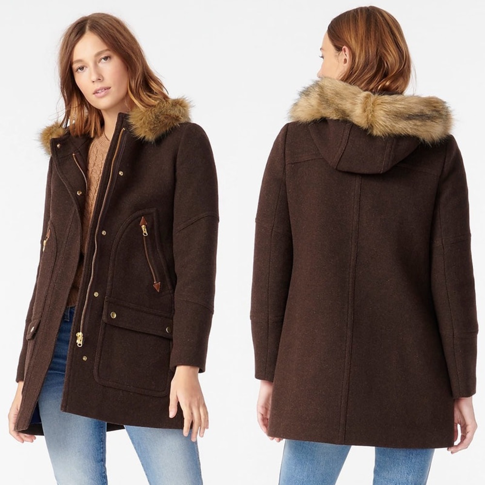 NWT J Crew chateau parka in Italian stadium-cloth wool
